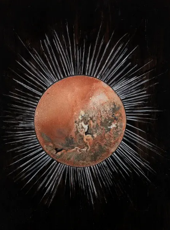 Uma esfera com raios em volta que representa ‘a respiração’ da Amazônia foi a arte criada por Mary Mattingly.  Uma esfera com raios em volta retrata a respiração da arte amazônica Mary Mattingly / Breath (2023)