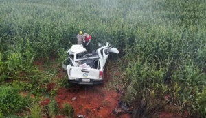 Acidente entre caminhonete e caminhão na MT-249 — Foto: Djeferson Kronbauer