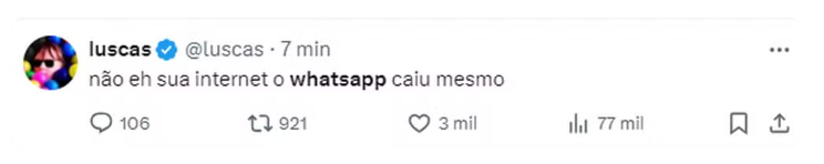 WhatsApp e Instagram apresentam instabilidade nesta quarta-feira (03) — Foto: Reprodução/Twitter