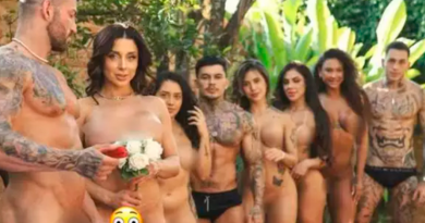 Luiza Marcato e Máximo García se casam pelados — Foto: Divulgação e Instagram