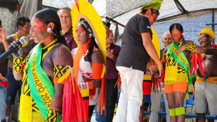 Primeira cacique mulher do povo Kayapó do Kranhkrô toma posse no Pará — Foto: Alerhandro Rafalski e Rian Costa