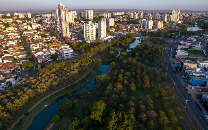 Vista aérea da cidade de Indaiatuba, em São Paulo — Foto: Pedro Truffi/Getty Images