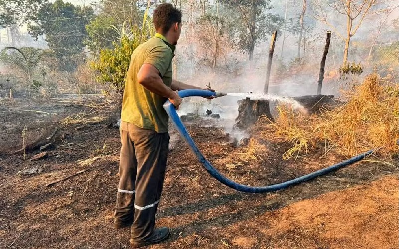 Incêndio destruiu uma área equivalente a 6.800 campos de futebol, em Ourilândia do Norte — Foto: Divulgação