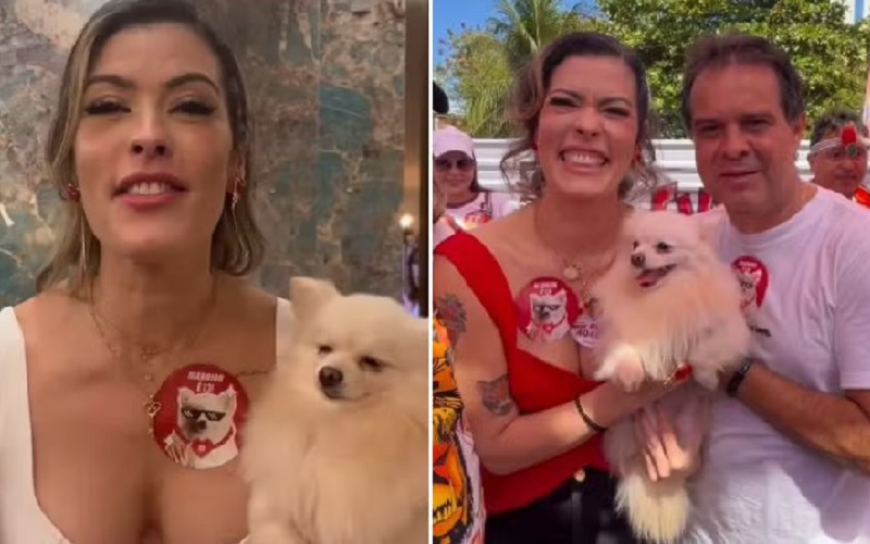 Cadela que 'apoiou' eleição do prefeito de Fortaleza em 2020 agora faz parte da campanha do adversário Evandro Leitão (PT) — Foto: Reprodução/Instagram 