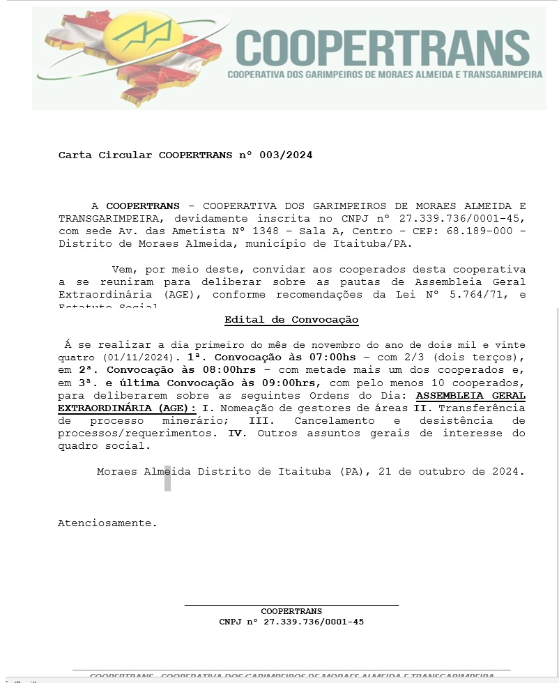coopertrans edital carta