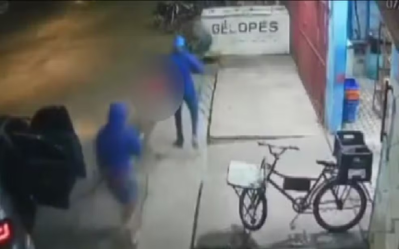 Imagens mostram momento do crime em Marituba. — Foto: Reprodução / TV Liberal
