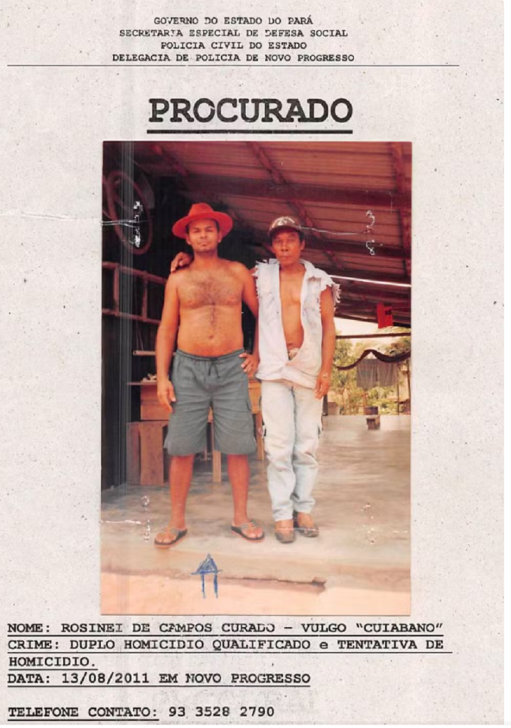 Cartaz de procurado de Rosinei pela Justiça do Pará — Foto: Reprodução
