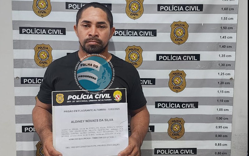 O principal suspeito Aldiney Novaes da Silva, foi preso pela policia civil em Altamira-PÁ. (Foto:Divulgação /Policia)