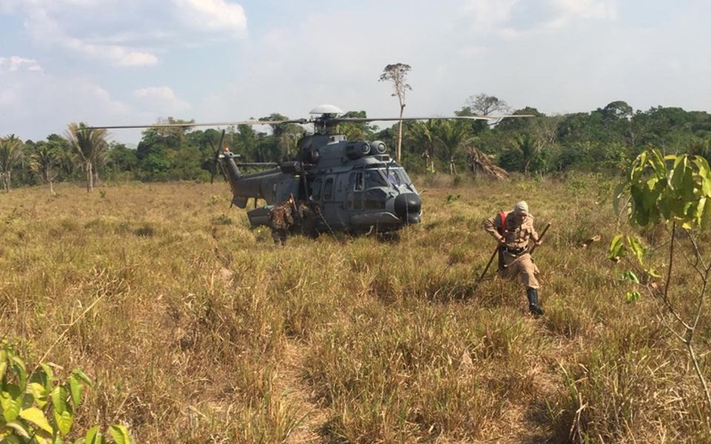 Aeronave da Marinha transporta brigadistas para combater incêndio em Novo Progresso (Foto:Divulgação/Reprodução)