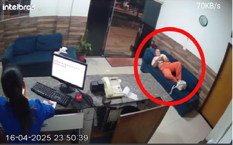 Imagens de câmera de segurança mostram Jordélia Pereira Barbosa em um hotel de Imperatriz — Foto: Reprodução
