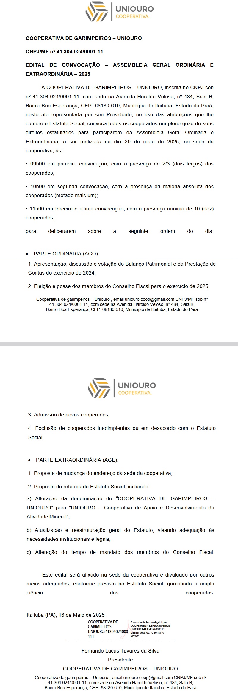 edital uniouro