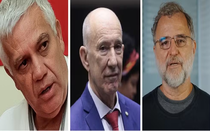 Romênio Pereira, Rui Falcão e Valter Pomar. — Foto: Divulgação, Bruno Spada/Câmara dos Deputados e Reprodução TvPT 