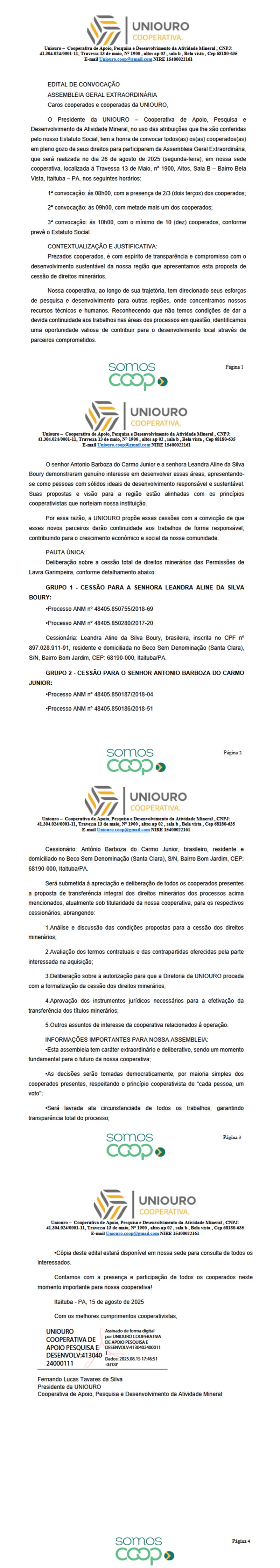 uniouro edital