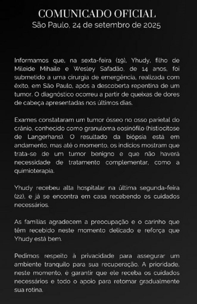 Filho de Mileide Mihaile e Wesley Safadão passa por cirurgia para retirada de tumor no cérebro — Foto: Instagram