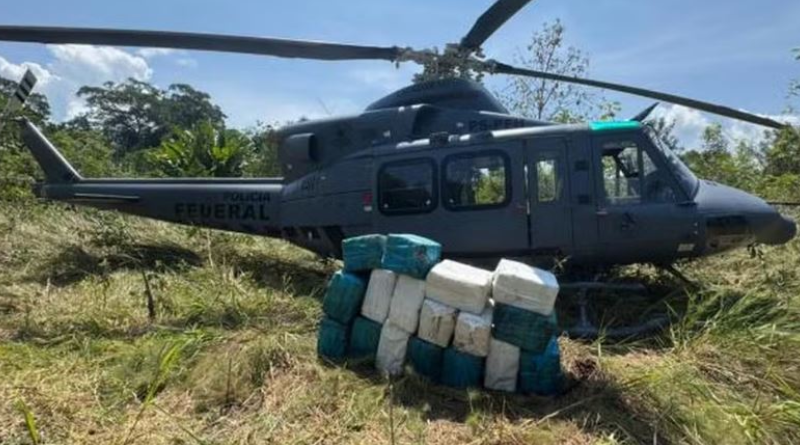 Equipes da PF recolheram a maconha do tipo skunk encontrada dentro do avião lançado na represa pelo piloto. — Foto: Divulgação/FAB