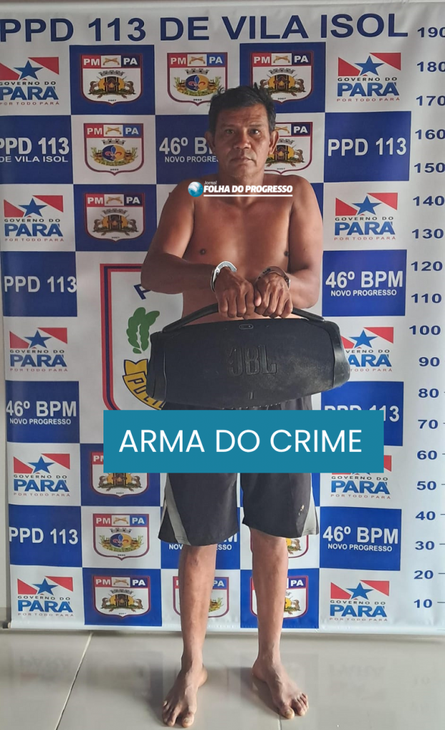 Suspeito, José Miranda de Sousa, de 50 anos, com a arma do crime | Foto: Reprodução/PMPA