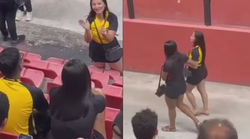 Mulher flagra companheiro com amante durante jogo de futebol e vai embora com ela após discussão — Foto_ Reprodução_Instagram