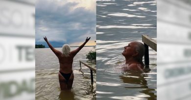 Fafá de Belém encanta ao fazer topless em banho de rio no Pará